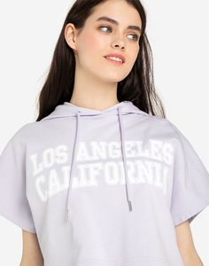 Сиреневое худи oversize с принтом CALIFORNIA Gloria Jeans