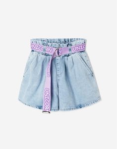 Джинсовые шорты с ремнём для девочки Gloria Jeans