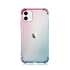 Чехол (клип-кейс) Brosco, для Apple iPhone 11, розово-голубой [ip11-hard-tpu-pink-blue] Noname