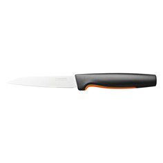 Нож кухонный Fiskars Functional Form 1057542, для чистки овощей и фруктов, 110мм, заточка прямая, стальной, черный/оранжевый
