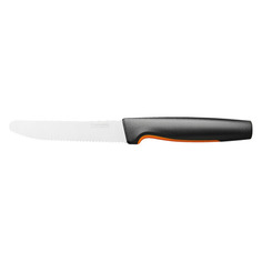 Нож кухонный Fiskars Functional Form 1057543, для томатов, 113мм, заточка серрейтор, стальной, черный/оранжевый