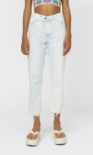 Stradivarius Джинсы Mom Fit С Асимметричным Поясом Деним 34