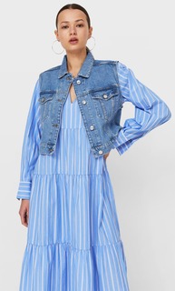 Stradivarius Укороченный Джинсовый Жилет Средний Деним M