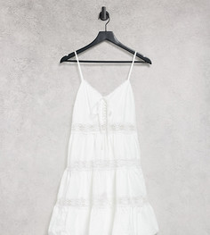 Белое свободное платье на бретельках с кружевными вставками Parisian Petite-Белый