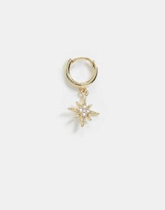 Золотистая серьга-кольцо с подвеской в виде сияющей звезды Accessorize-Золотистый
