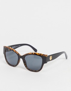 Черные гламурные солнцезащитные очки с леопардовой оправой River Island-Черный