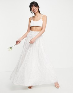 Свадебная пышная юбка белого цвета с отделкой ASOS EDITION-Серебристый