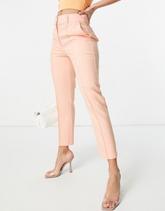 Комбинируемые строгие брюки-сигареты персикового цвета классического кроя ASOS DESIGN-Розовый цвет