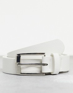 Белый узкий ремень из искусственной кожи с зернистой текстурой ASOS DESIGN