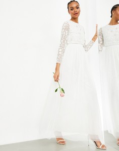 Свадебное платье с укороченным топом ASOS EDITION Fleur-Белый