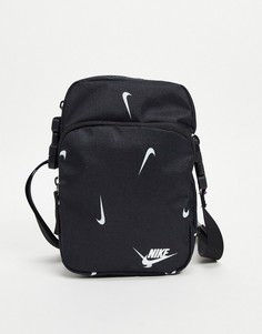 Черная сумка для полетов со сплошным принтом логотипа Nike Heritage-Черный
