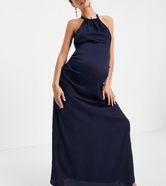 Темно-синее асимметричное платье мидакси с завязкой на шее Little Mistress Maternity-Темно-синий