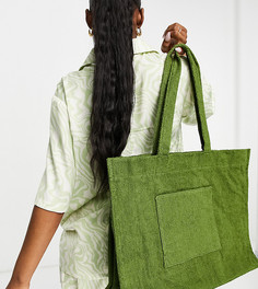 Махровая сумка-тоут кремового цвета South Beach-Зеленый цвет