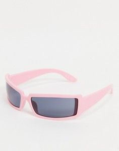 Солнцезащитные очки среднего размера в розовой изогнутой оправе квадратной формы ASOS DESIGN-Розовый цвет