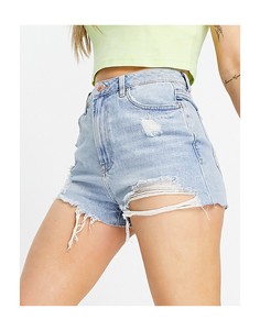 Голубые рваные винтажные шорты New Look-Голубой