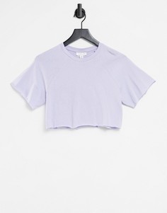 Сиреневая короткая футболка с необработанным краем и рукавами реглан Topshop-Фиолетовый цвет