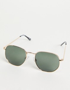 Фактурные солнцезащитные очки в золотистой оправе Selected Homme-Золотистый