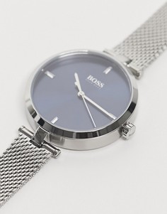 Женские серебристые часы с сетчатым браслетом BOSS-Серебристый