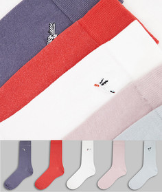 Набор из 5 пар разноцветных строгих носков с вышивкой Topman-Черный цвет