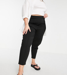 Черные брюки-галифе из понте с защипами ASOS DESIGN Curve-Черный цвет