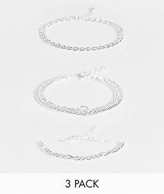 Набор серебристых браслетов-цепочек в винтажном стиле ASOS DESIGN-Серебристый