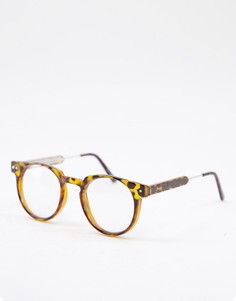 Круглые очки в стиле унисекс с черепаховой оправой и прозрачными стеклами Spitfire Teddy Boy-Коричневый цвет