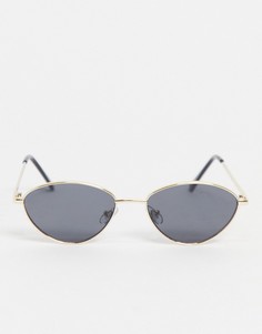 Золотистые овальные солнцезащитные очки в стиле ретро Noisy May-Черный