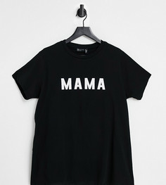 Черная двухслойная футболка с надписью "mama" для кормящих матерей ASOS DESIGN Maternity-Черный