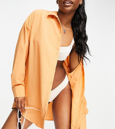 Пляжная рубашка из жатого материала карамельного цвета Missguided-Коричневый цвет