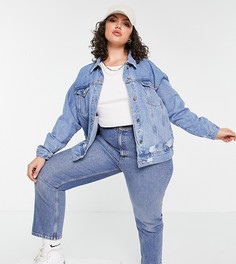 Синяя джинсовая oversize куртка с рваной отделкой Missguided Plus-Голубой