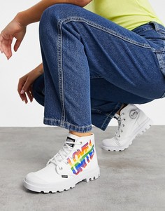 Белые ботильоны со шнуровкой Palladium Pampa Pride-Белый