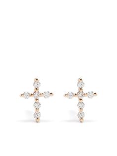 Djula серьги Big Cross из розового золота с бриллиантами