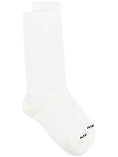 Jil Sander носки в рубчик с нашивкой-логотипом