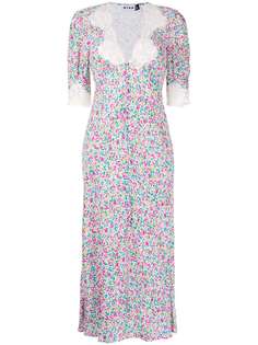 Rixo платье Simone с кружевом и цветочным принтом