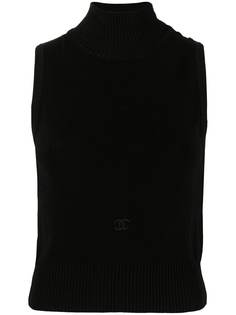 Chanel Pre-Owned топ 1996-го года с воротником-стойкой и логотипом CC