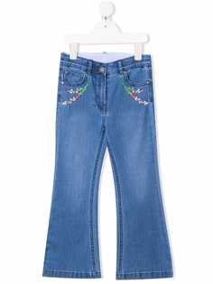 Stella McCartney Kids расклешенные джинсы с цветочной вышивкой