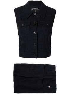 Chanel Pre-Owned фактурный комплект 2001-го года из топа и юбки