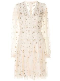 Needle & Thread платье с цветочной вышивкой и сборками