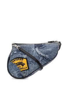 Christian Dior джинсовая сумка Saddle pre-owned с нашивкой-логотипом