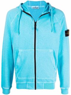 Stone Island худи на молнии с нашивкой-логотипом