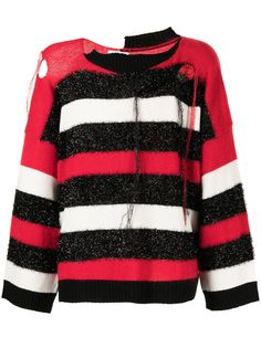Charles Jeffrey Loverboy джемпер в полоску с эффектом потертости