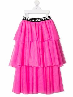 TWINSET Kids юбка из тюля с логотипом