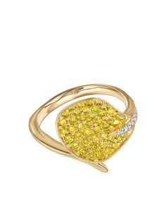 Pragnell кольцо Wildflower Honeysuckle из желтого золота с бриллиантами