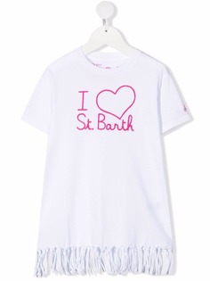 Mc2 Saint Barth Kids платье с бахромой и логотипом