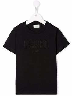 Fendi Kids футболка с вышитым логотипом