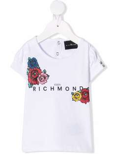 John Richmond Junior футболка с логотипом и цветочным принтом