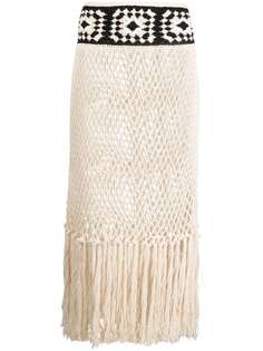 Alanui сетчатая юбка с бахромой