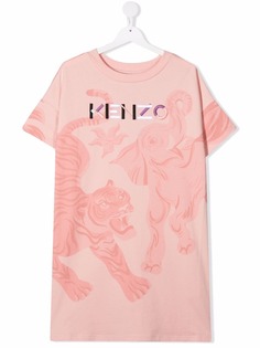 Kenzo Kids платье-футболка с вышитым логотипом