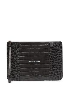 Balenciaga клатч Cash с тиснением под кожу крокодила