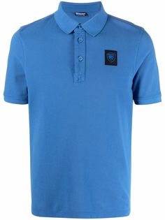 Blauer рубашка поло с нашивкой-логотипом
